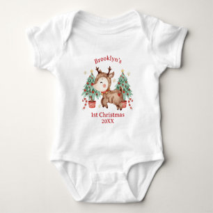 Niedlicher Rentier Rudolph mit roter Nase Weihnach Baby Strampler