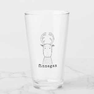 Niedlicher Rentier Simple Line Illustration Indivi Glas