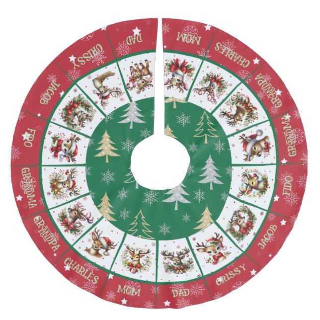 Niedlicher Rentierrock des Weihnachtsmanns, Polste Polyester Weihnachtsbaumdecke (Vorderseite)