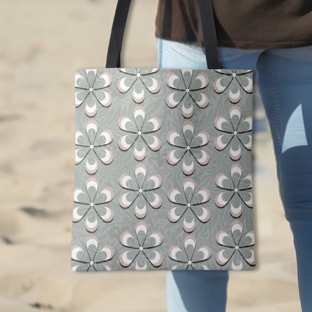 Niedlicher Retro 70er Blume Power Sage Green-White Tasche (Von Creator hochgeladen)