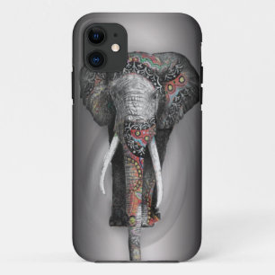 Niedlicher Retro Blumen-Elefant iPhone 11 Hülle