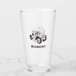 Niedlicher Retro Car Black-Name Glas