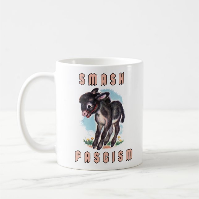 Niedlicher Retro-Donkey - Schmutz des Faschismus Kaffeetasse (Links)