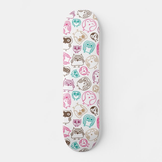 Niedlicher retro Eulenvogel-Musterentwurf Skateboard (Vorderseite)