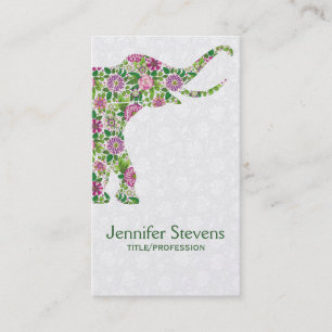 Niedlicher Retro Floral Elefant 2 Visitenkarte