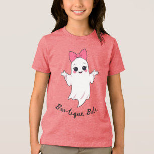 Niedlicher Retro Girl Ghost mit rosafarbenem Haarb Tri-Blend Shirt