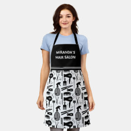 Niedlicher Retro-Haarstylist-Muster - Firmenname Schürze