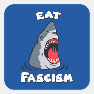 Niedlicher Retro-Hai - Faschismus essen Antifaschi Quadratischer Aufkleber