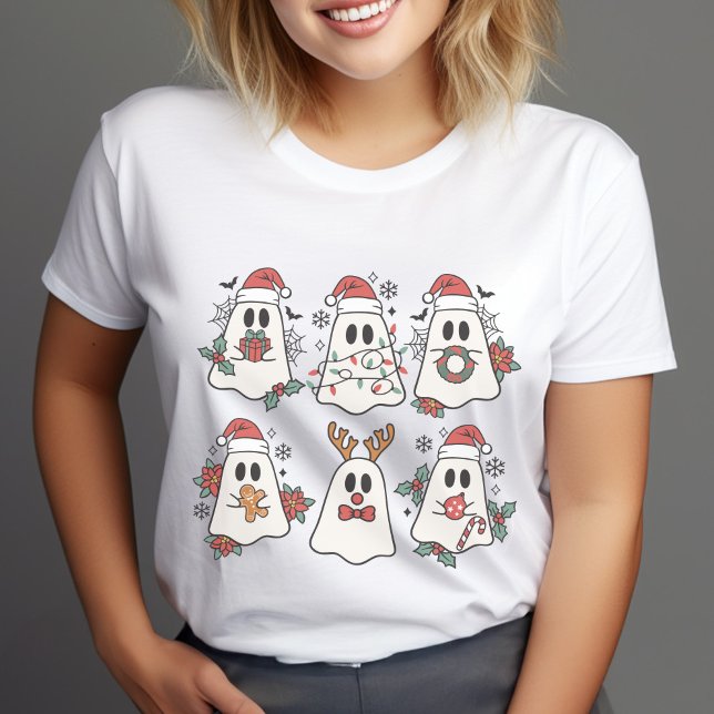 Niedlicher Retro Halloween und Weihnachtsgeister T T-Shirt (Von Creator hochgeladen)
