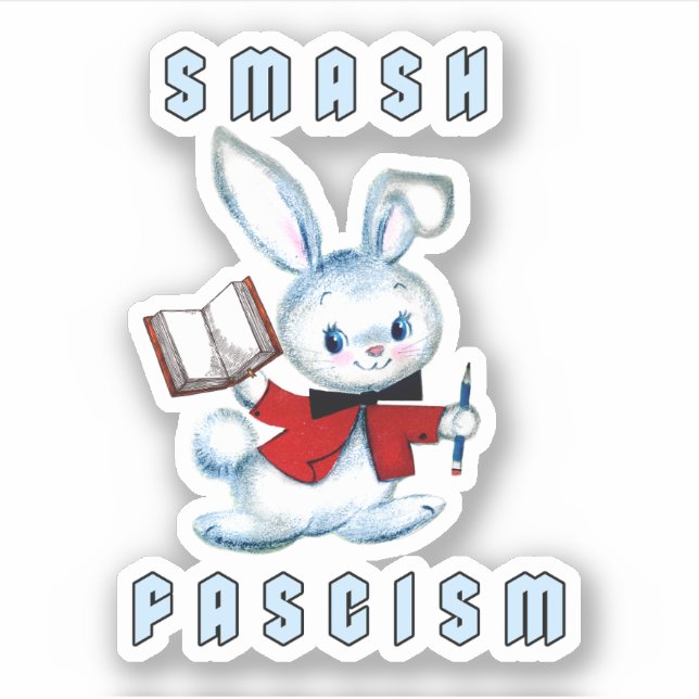 Niedlicher Retro-Hase - Schmetterling des Faschism Aufkleber (Vorderseite)