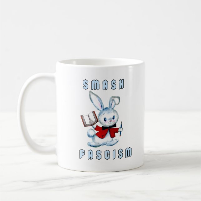 Niedlicher Retro-Hase - Schmetterling des Faschism Kaffeetasse (Links)
