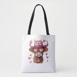 Niedlicher Retro Highland Cowboy Hat Herz Valentin Tasche