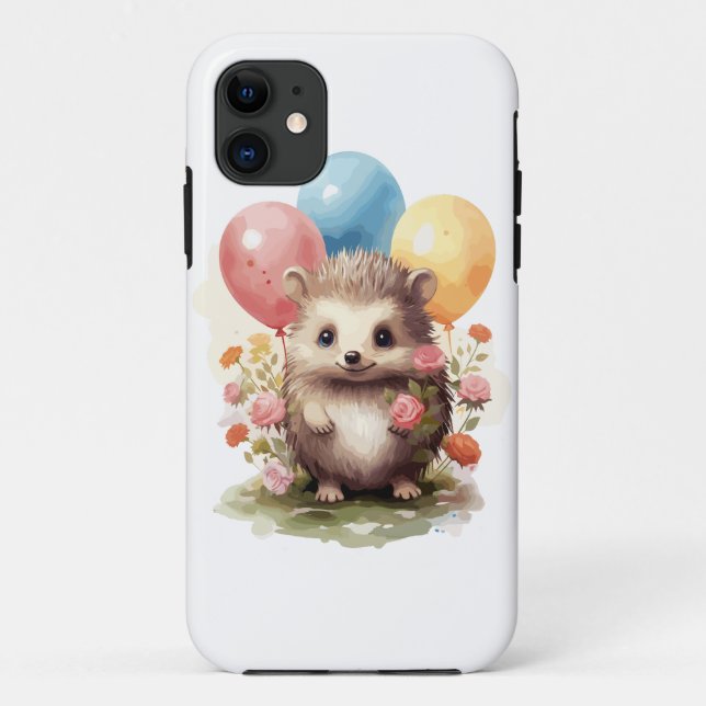 Niedlicher Retro-Igel mit Balloons Case-Mate iPhone Hülle (Rückseite)