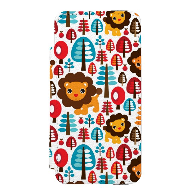 niedlicher retro Löwe scherzt Illustration Incipio iPhone Geldbeutel-Hülle (Folio Vorderseite)