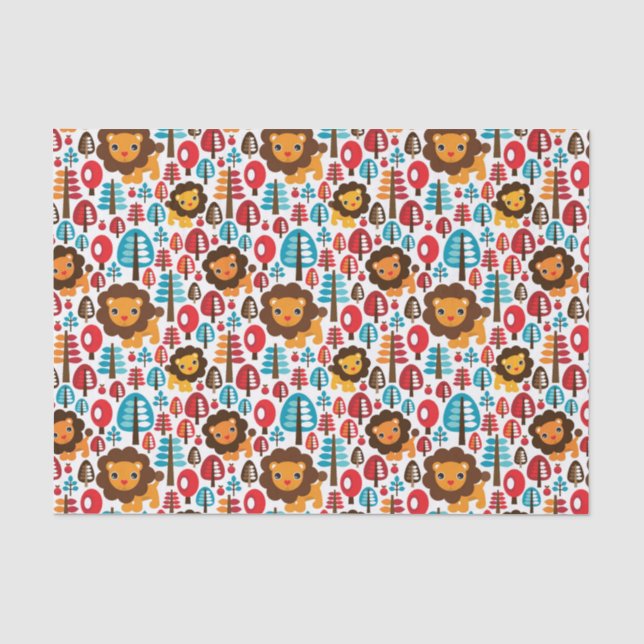 niedlicher retro Löwe scherzt Illustration Seidenpapier (Vorderseite)