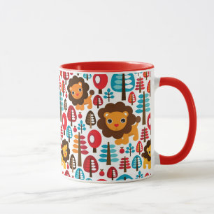 niedlicher retro Löwe scherzt Illustration Tasse