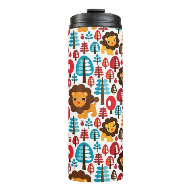 niedlicher retro Löwe scherzt Illustration Thermosbecher (Vorderseite)