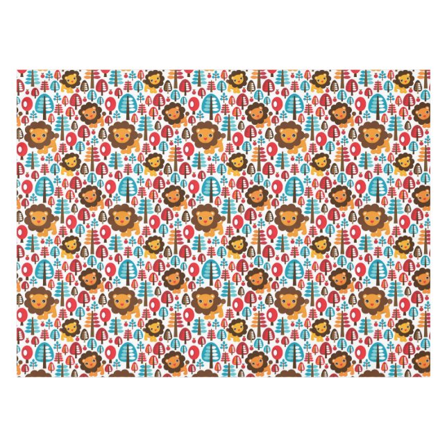 niedlicher retro Löwe scherzt Illustration Tischdecke (Vorderseite (Horizontal))