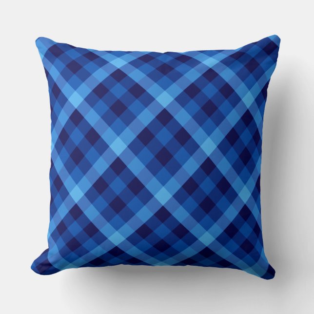 Niedlicher Retro Ocean Blue Kariert Big Throw Kiss Kissen (Vorderseite)