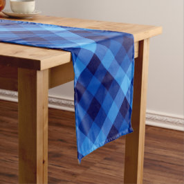 Niedlicher Retro Ocean Blue Kariert Medium Tischlä Mittelgroßer Tischläufer