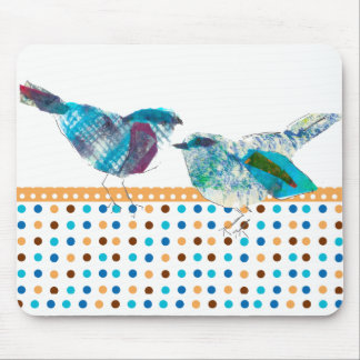 Niedlicher Retro Polka-Punkt-blauer Vogel-moderner Mousepad