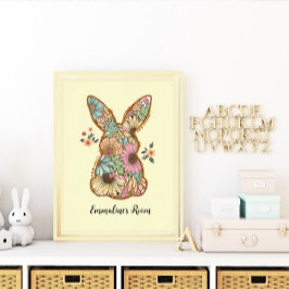 Niedlicher Retro-Rabbit-Design-Kinderraum Poster