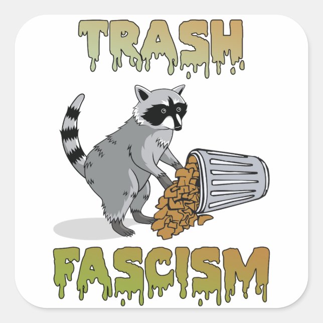 Niedlicher Retro-Raccoon - Trash Faschismus Quadratischer Aufkleber (Vorderseite)