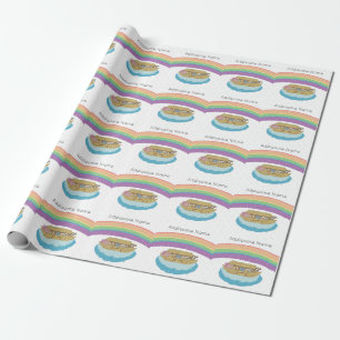 Niedlicher Retro-Regenbogen-Noah-Arkadenname Geschenkpapier