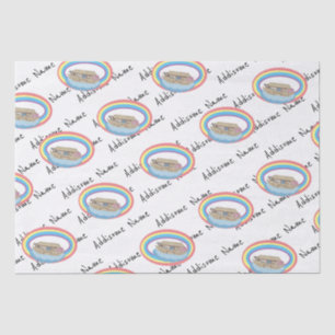 Niedlicher Retro-Regenbogen Noahs Ark auf Weiß Seidenpapier