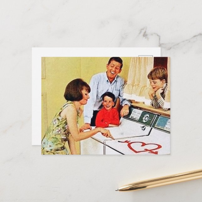 niedlicher Retro-Vintager Waschraum Postkarte (Vorderseite/Rückseite Beispiel)