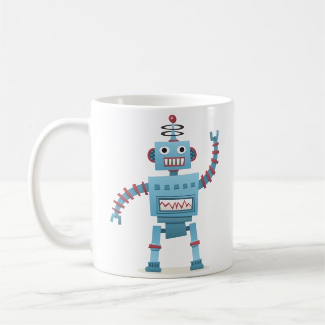 Niedlicher Retroboter android Kinder Cartoon Kaffeetasse (Links)