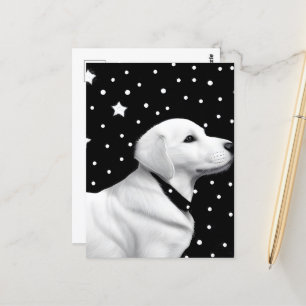 Niedlicher Retrohund schwarz-weiß Postkarte
