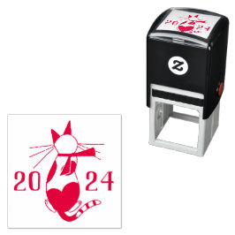 Niedlicher Retrokatzenliebhaber Weihnachten Permastempel