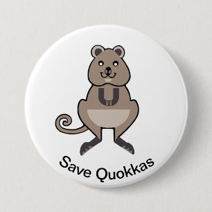 Niedlicher Rett QUOKKAS - gefährdete Tiergrafik - Button