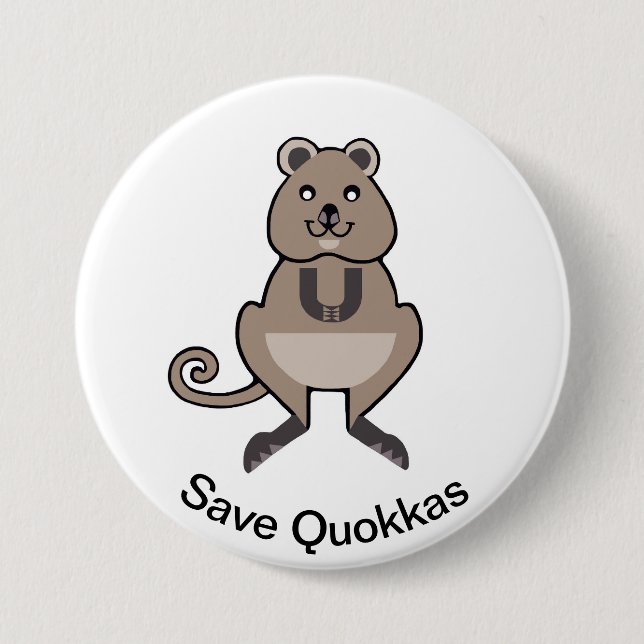Niedlicher Rett QUOKKAS - gefährdete Tiergrafik - Button (Vorderseite)