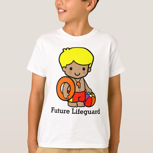 Niedlicher Rettungsjunge mit Lifesaver und Beach B T-Shirt (Vorderseite)