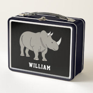 Niedlicher Rhino Personalisierter Individuelle Nam Metall Brotdose
