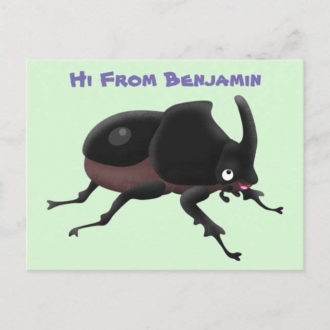 Niedlicher Rhinoceros-Käfer Cartoon-Illustration Postkarte (Vorderseite)