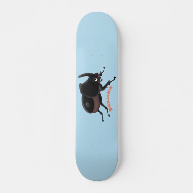 Niedlicher Rhinozerokerkäfer Cartoon Skateboard (Vorne)