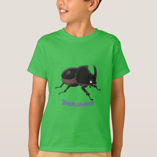 Niedlicher Rhinozerokerkäfer Cartoon T-Shirt (Vorderseite)