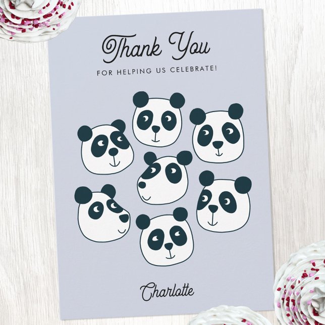 Niedlicher Riesenbär Dankeskarte (Cute Panda Bear personalized text thank you card)