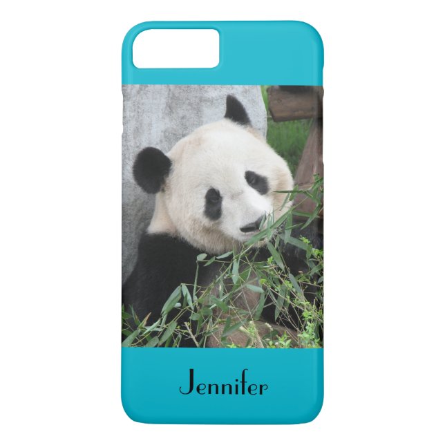 Niedlicher Riesenpanda, blauer Hintergrund, Name, Case-Mate iPhone Hülle (Rückseite)