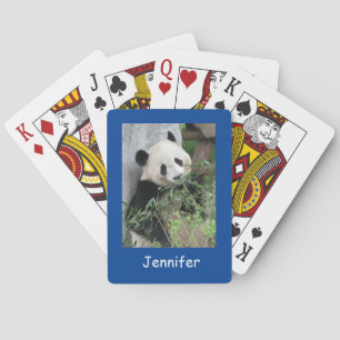 Niedlicher Riesenpanda, blauer Hintergrund, Spielkarten