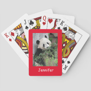 Niedlicher Riesenpanda, roter Hintergrund, Kartens Spielkarten