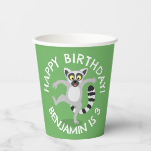 Niedlicher Ring Schwanz lemur Cartoon personalisie Pappbecher