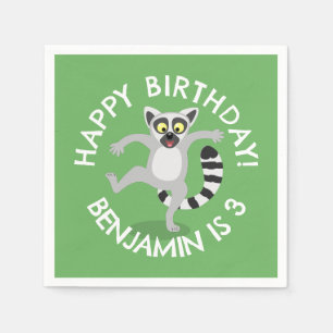 Niedlicher Ring Schwanz lemur Cartoon personalisie Serviette