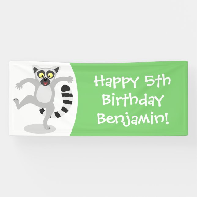 Niedlicher Ring Schwanz lemur personalisiert Carto Banner (Horizontal)