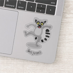 Niedlicher Ring Schwanz lemur Tanz Cartoon Abbildu Aufkleber