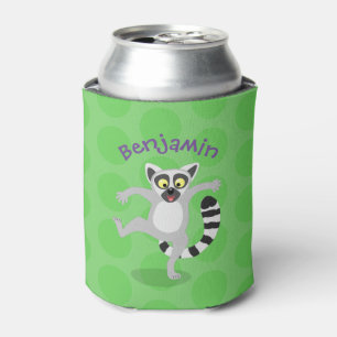 Niedlicher Ring Schwanz lemur Tanz Cartoon Abbildu Dosenkühler