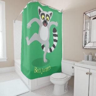 Niedlicher Ring Schwanz lemur Tanz Cartoon Abbildu Duschvorhang